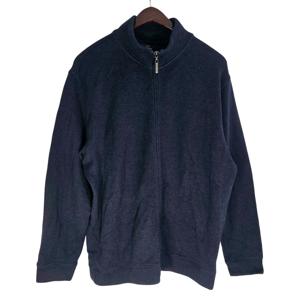 Brooks Brothers 346 Mens XL Navy Blue 100% Cotton Full Zip Cardigan Sweater